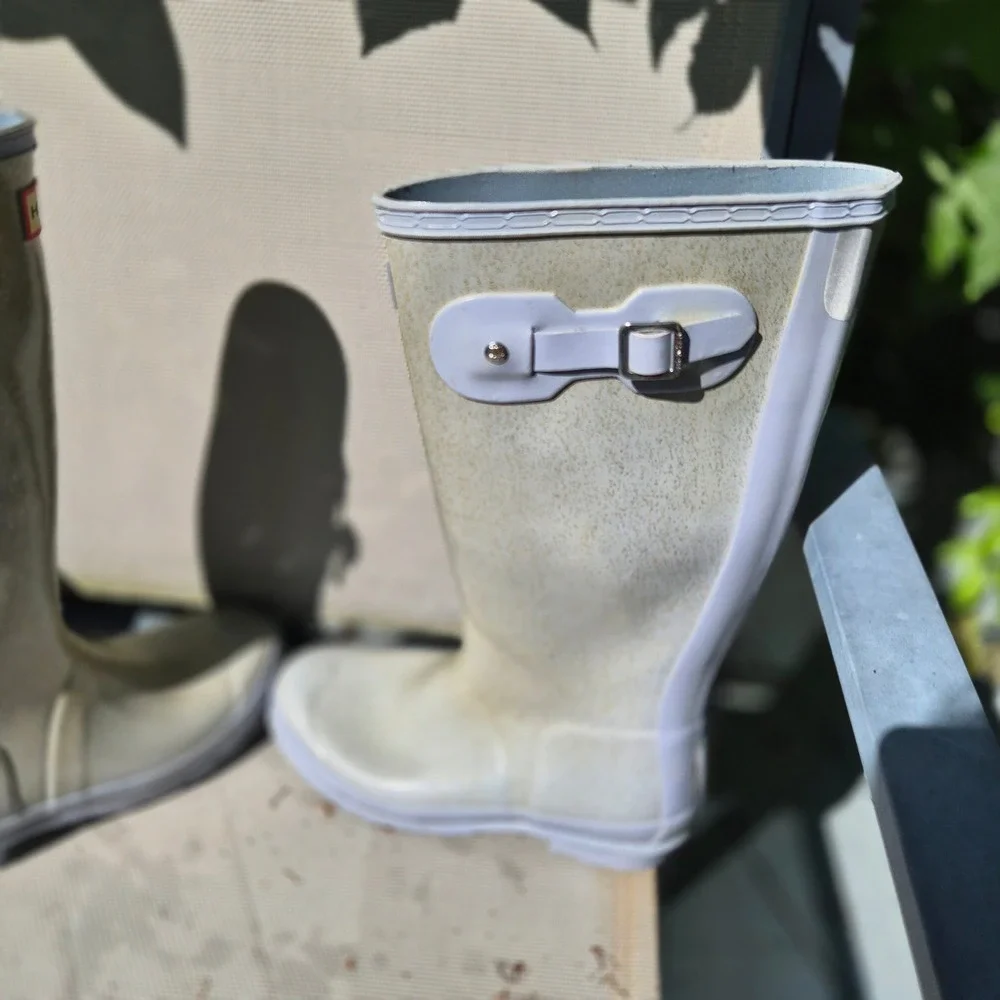 Hunter Original Kid Glitter Fin Rain Boots Silver Gold Waterproof Ch 4B / W 5G